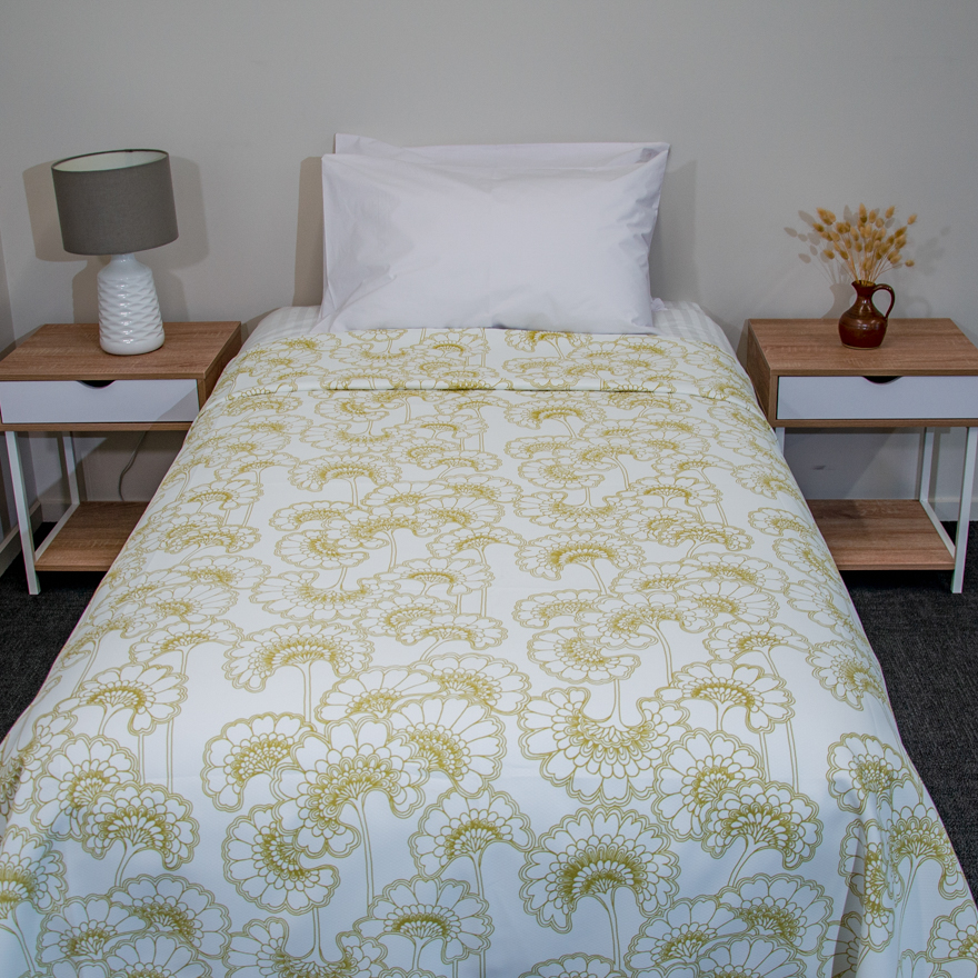 Bedspread PRE Japanese Floral Avocado Single